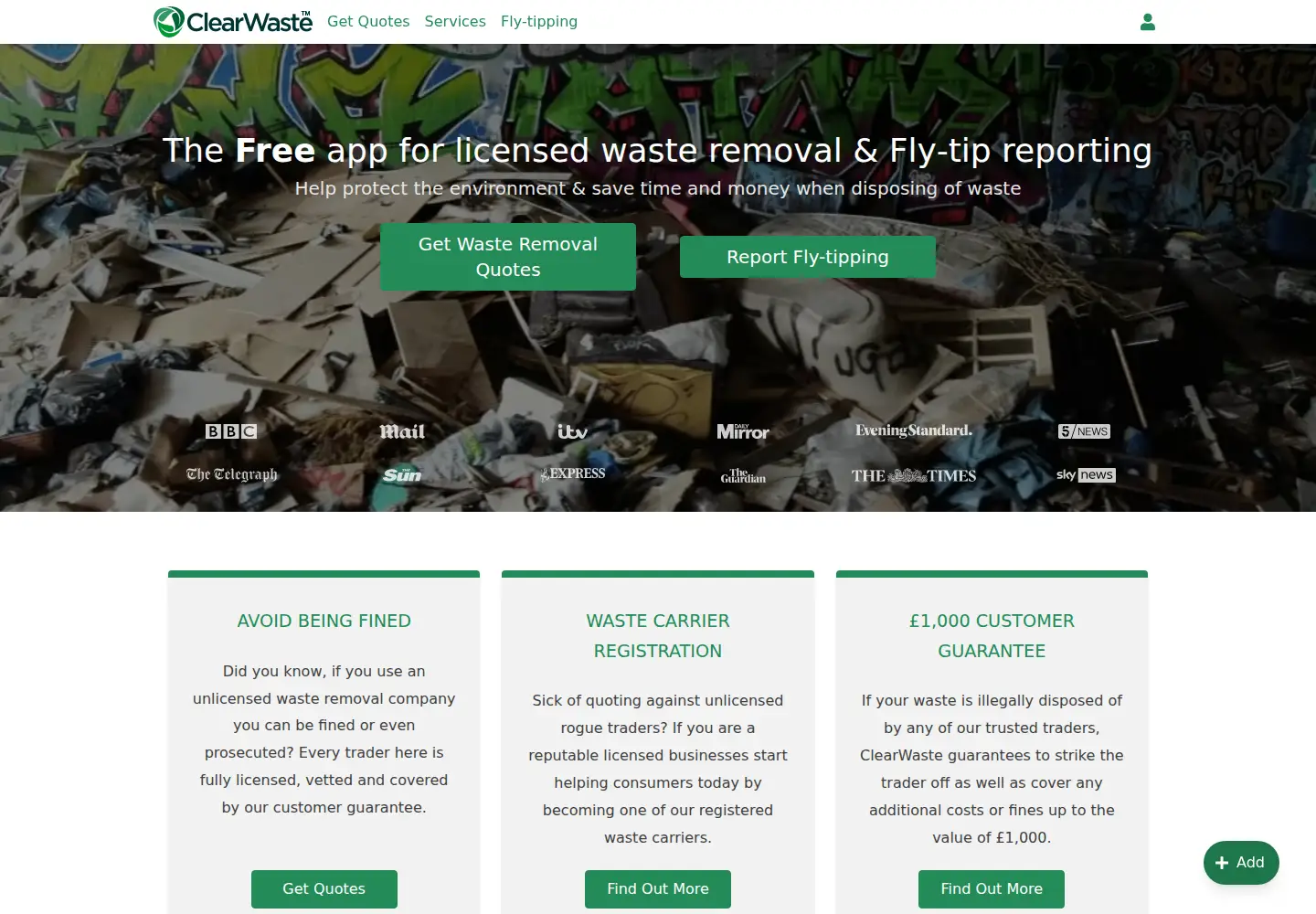 Screenshot of clearwaste.com