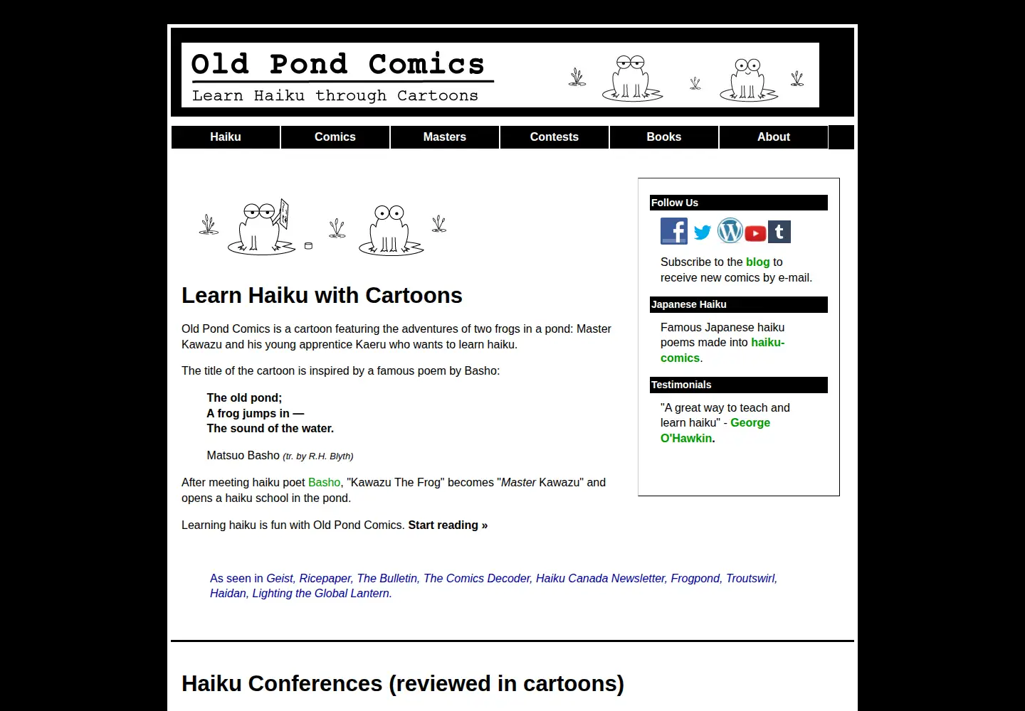 Screenshot of oldpondcomics.com