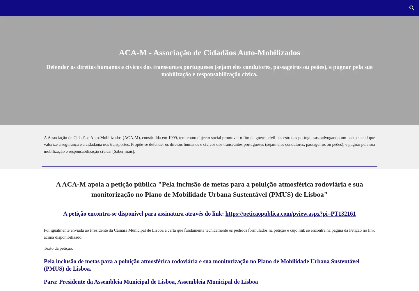 Screenshot of aca-m.org