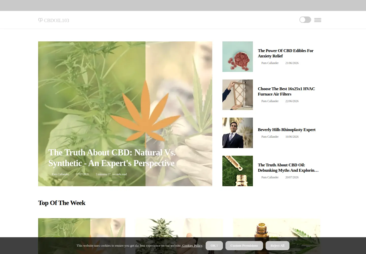 Screenshot of cbdoil103.com