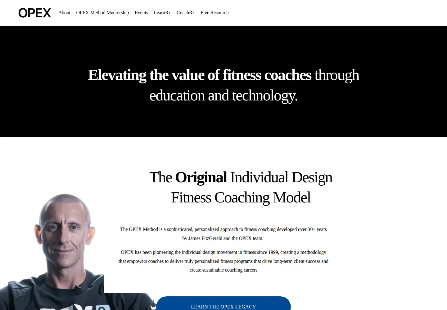 Captured homepage of opexfit.com in the current scan