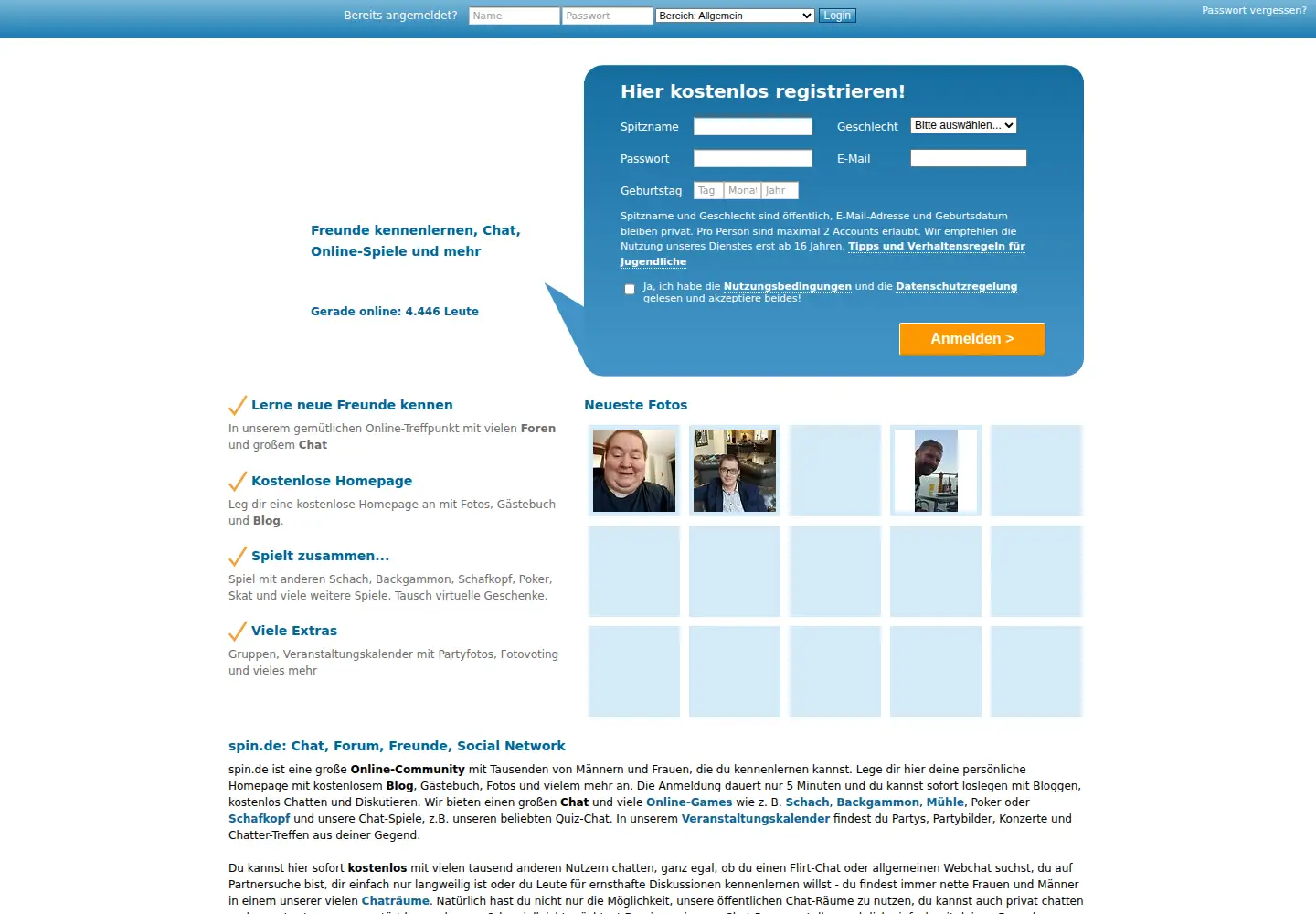 Screenshot of spin.de