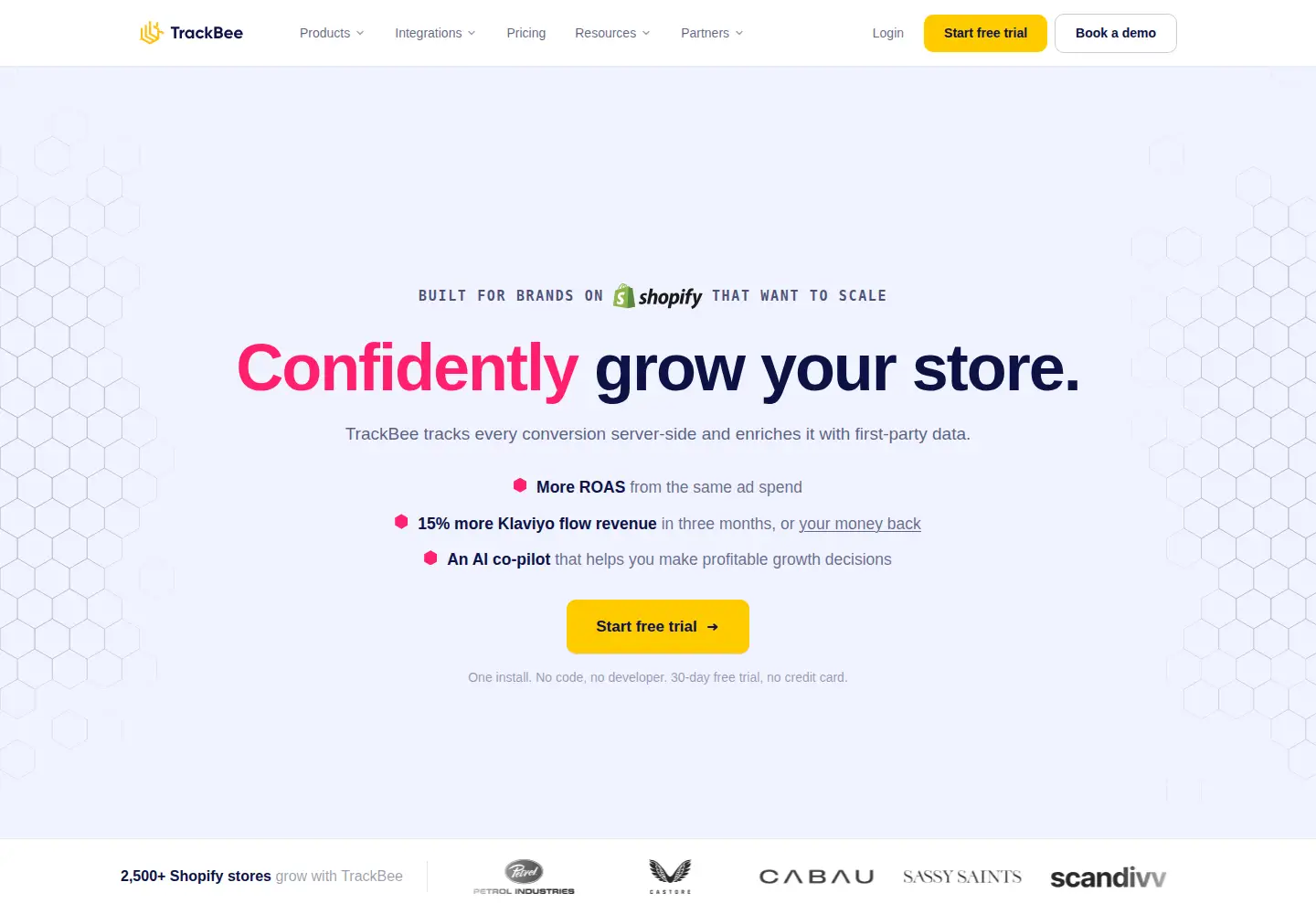 Captured homepage of trackbee.io in the current scan