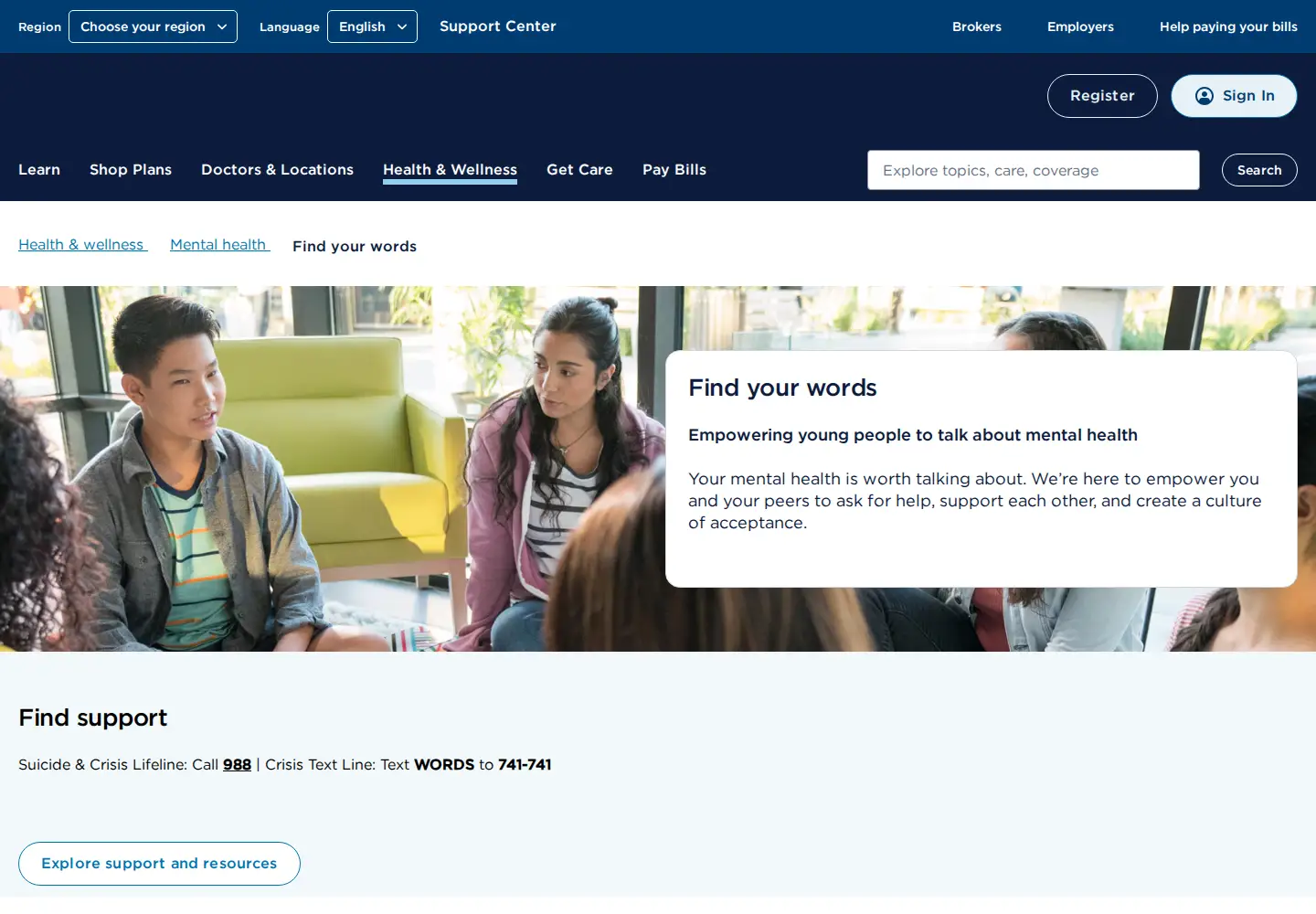 Screenshot of findyourwords.org