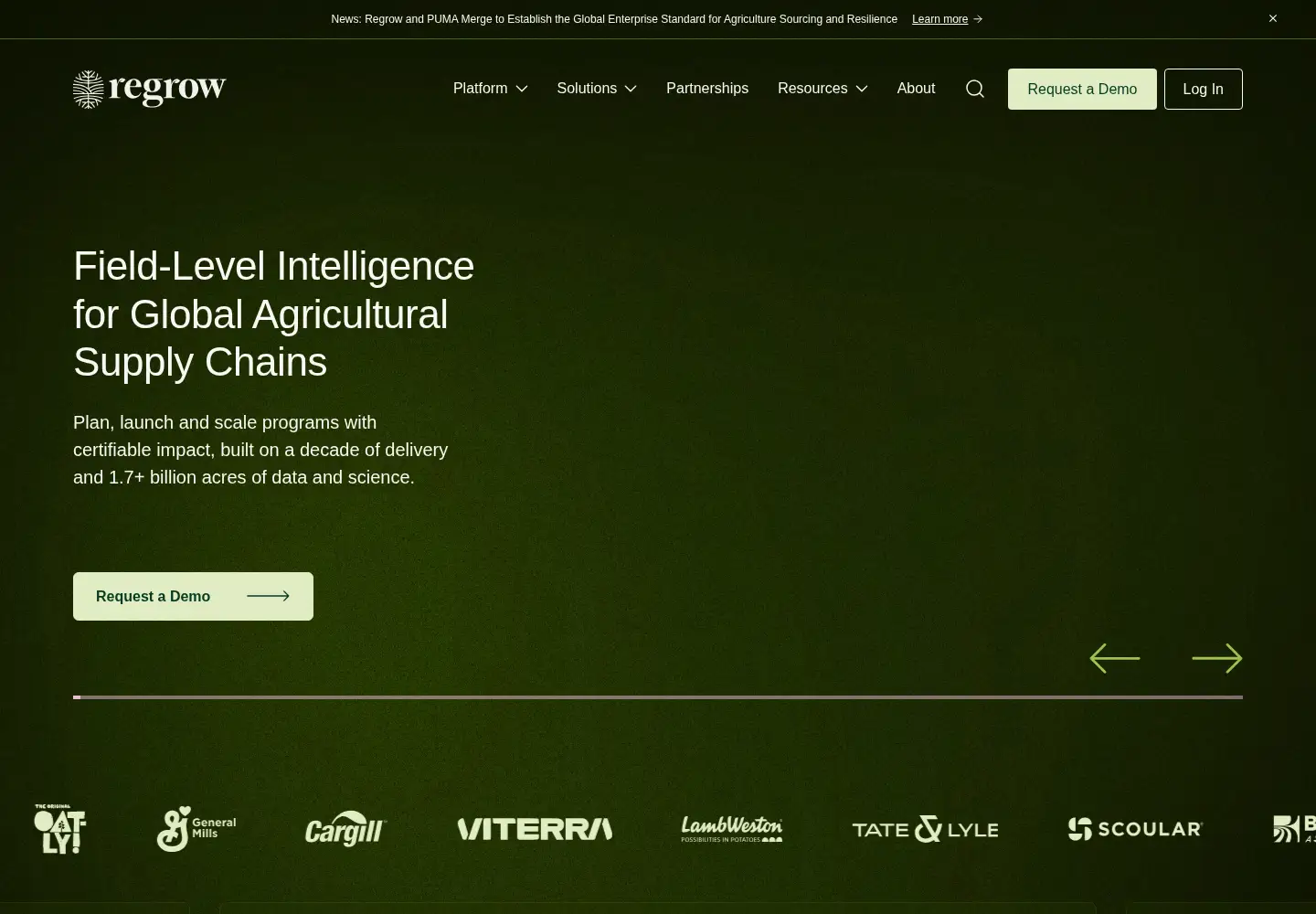 Captured homepage of regrow.ag in the current scan