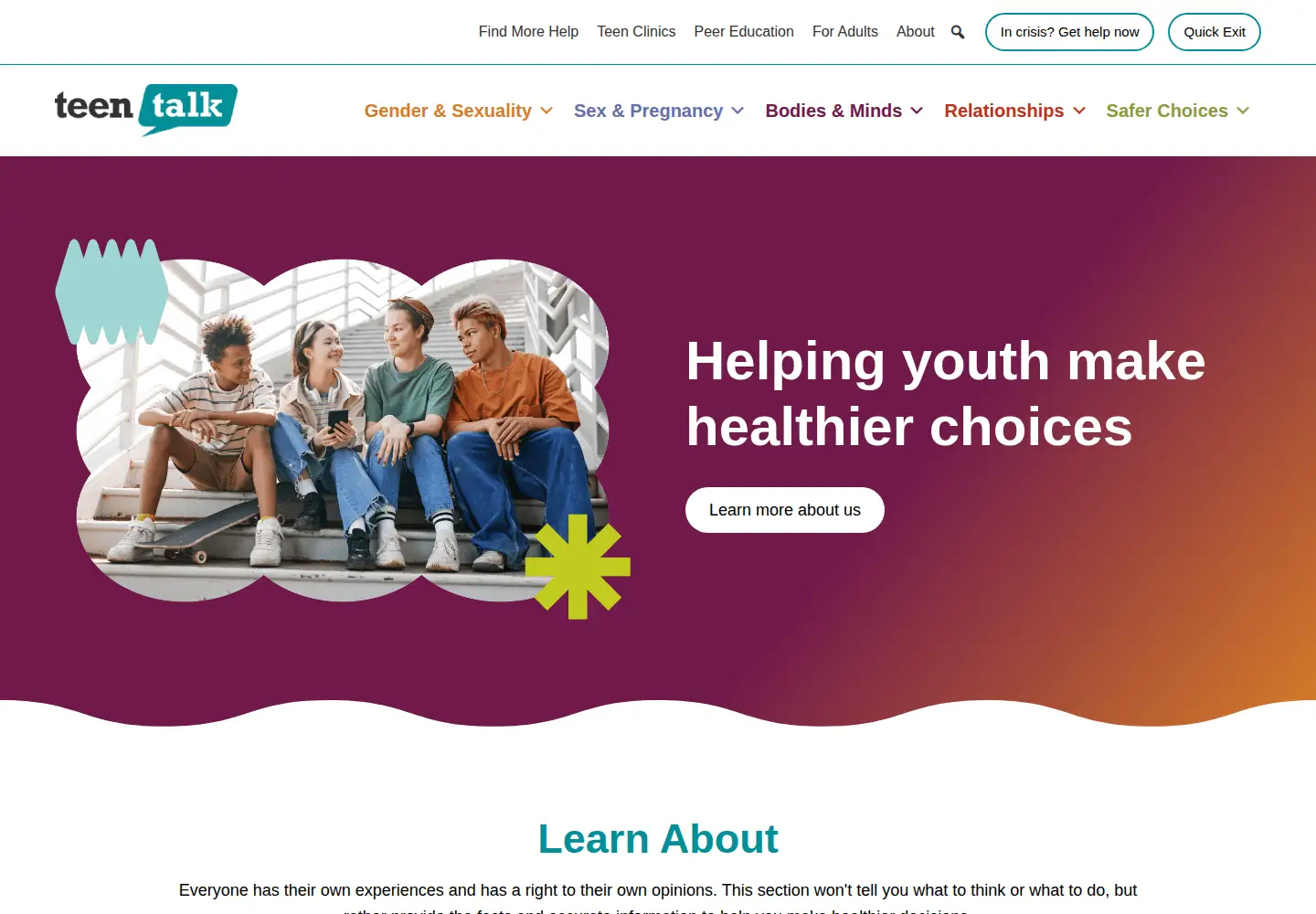 Screenshot of teentalk.ca