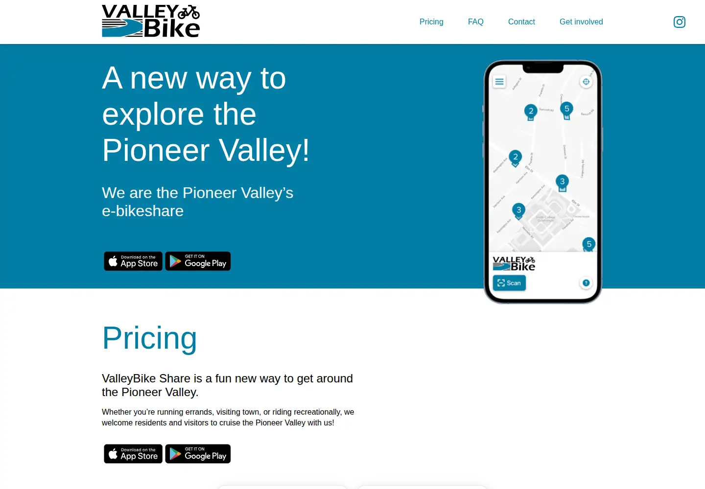 Captured homepage of valleybike.org in the current scan