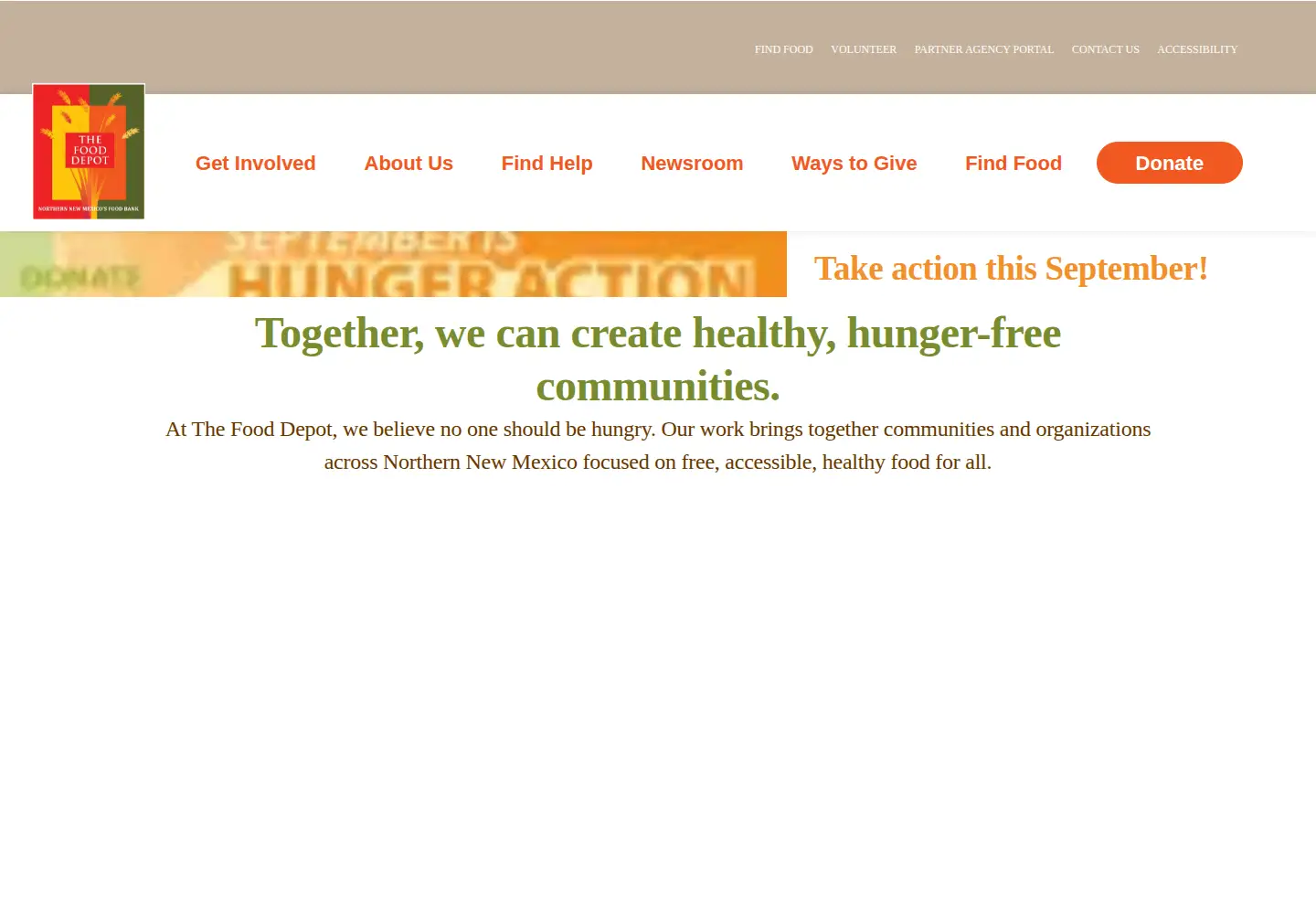Captured homepage of thefooddepot.org in the current scan