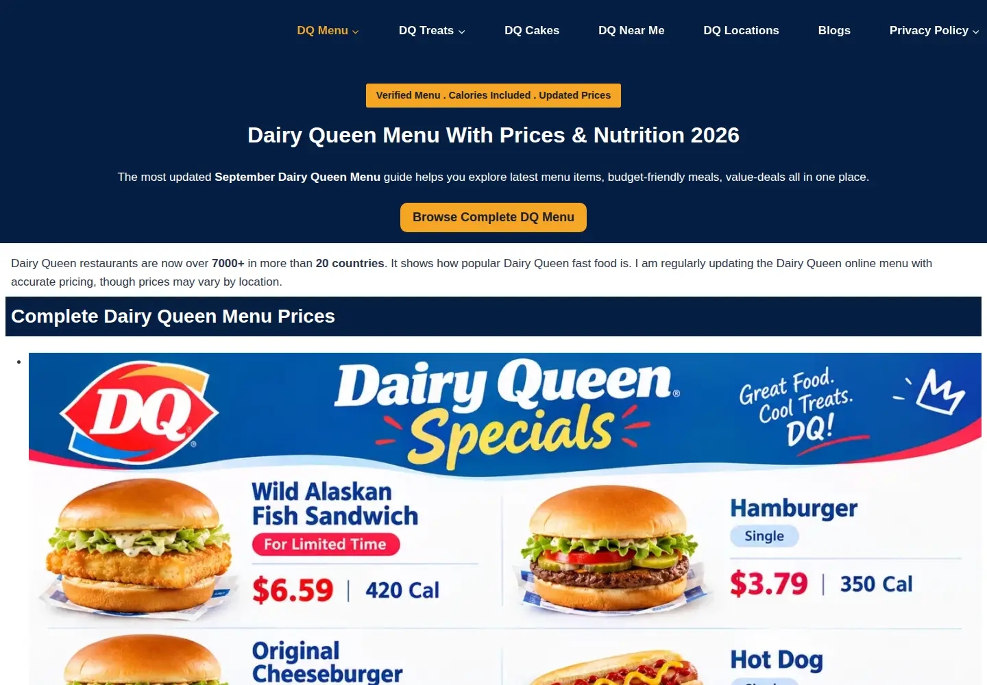 Screenshot of dqmenuusa.com