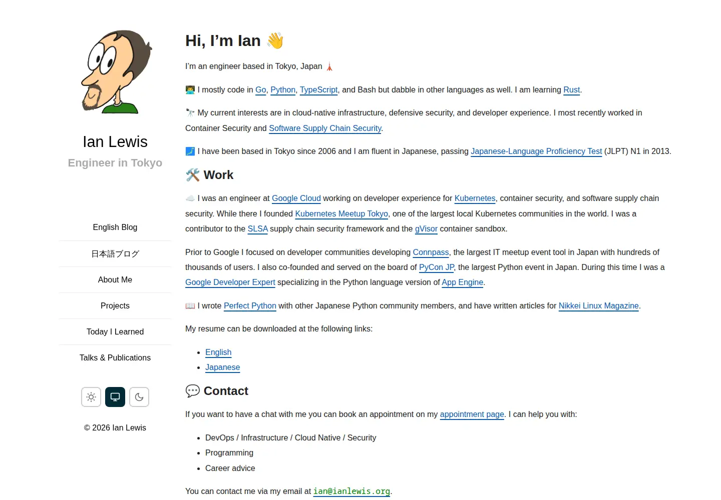 Screenshot of ianlewis.org