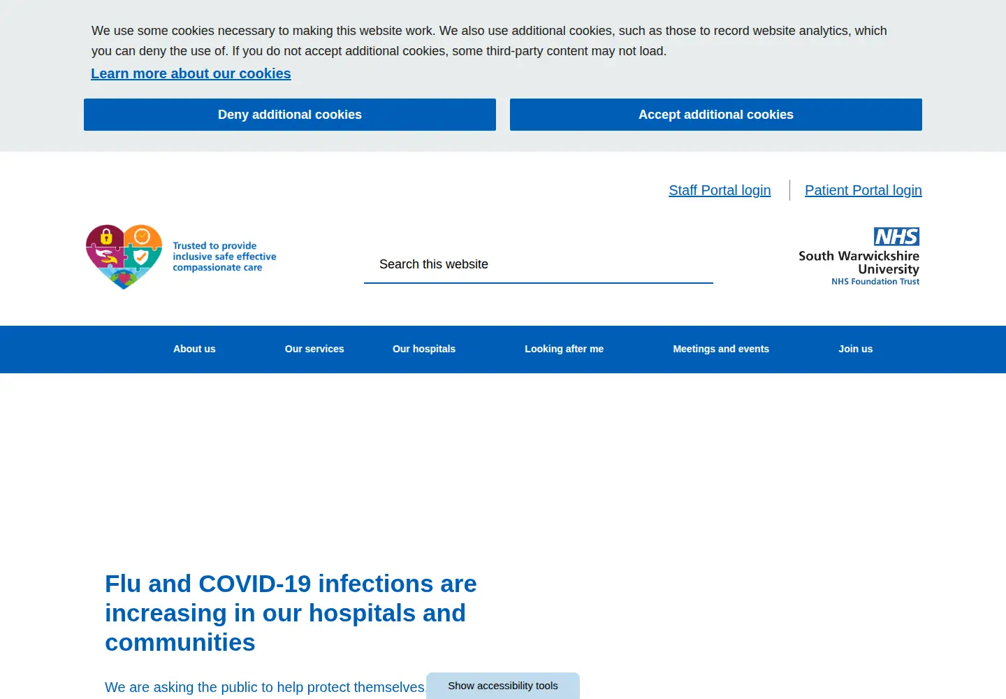Screenshot of swft.nhs.uk