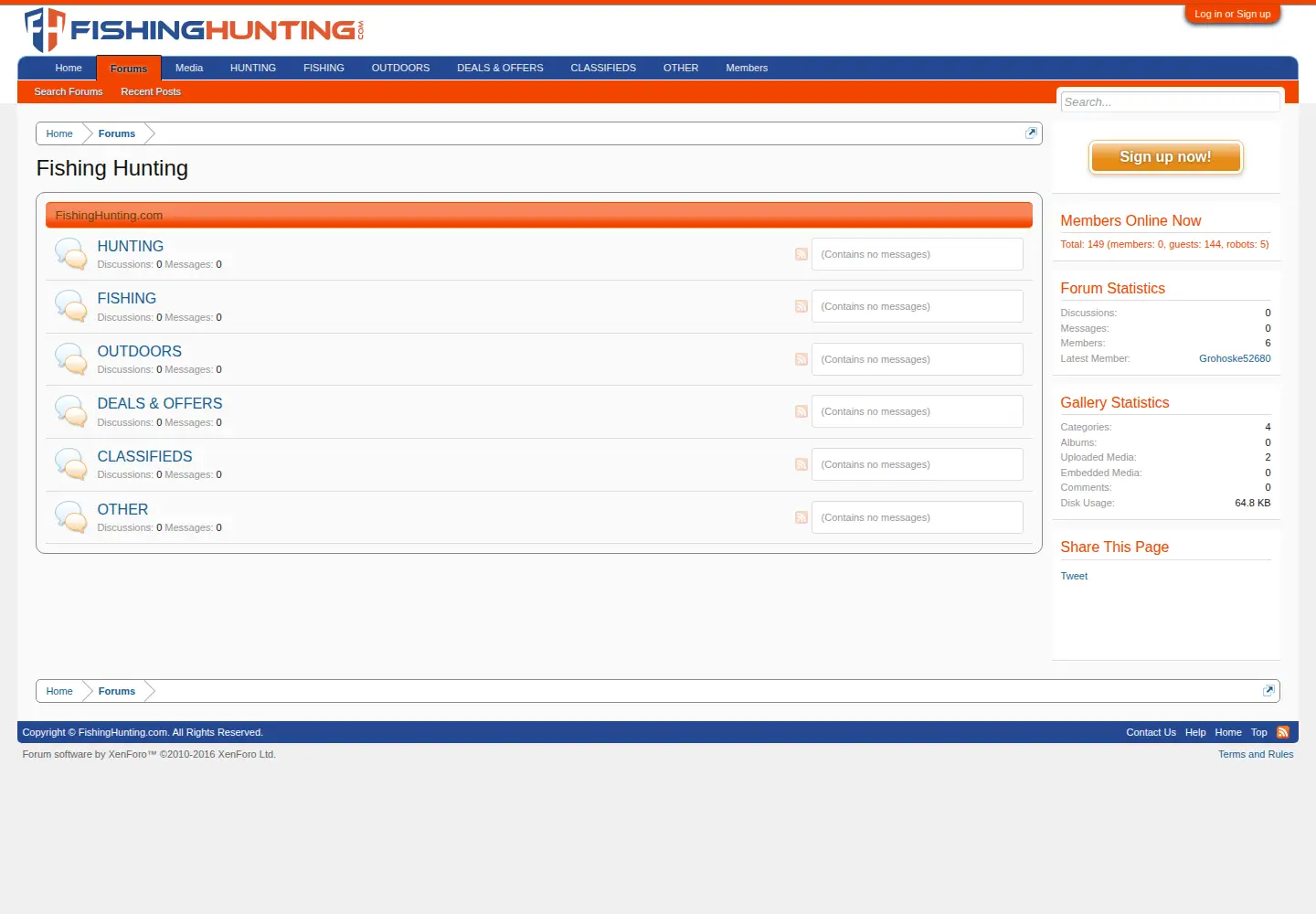 Screenshot of fishinghunting.com