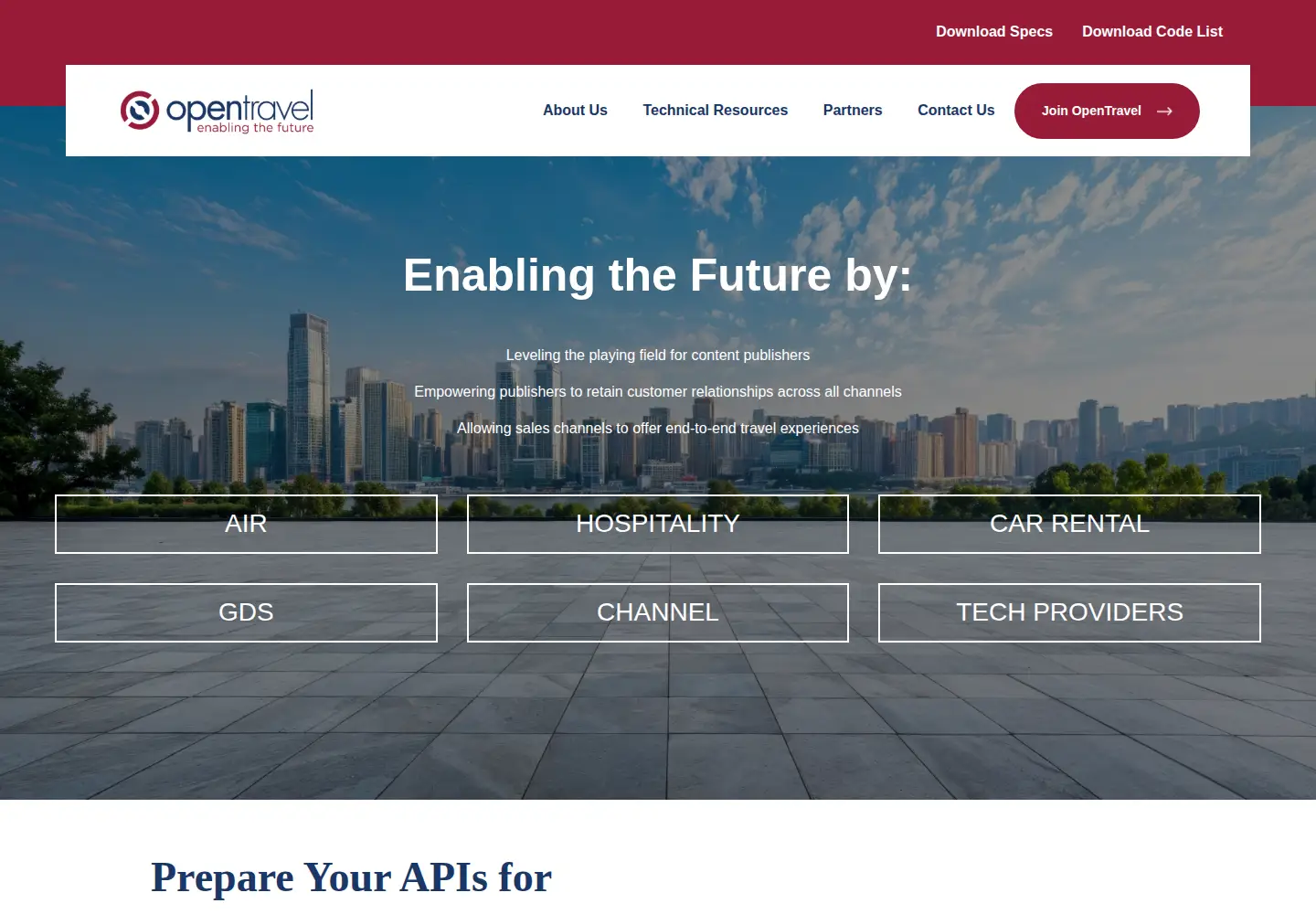 Screenshot of opentravel.org