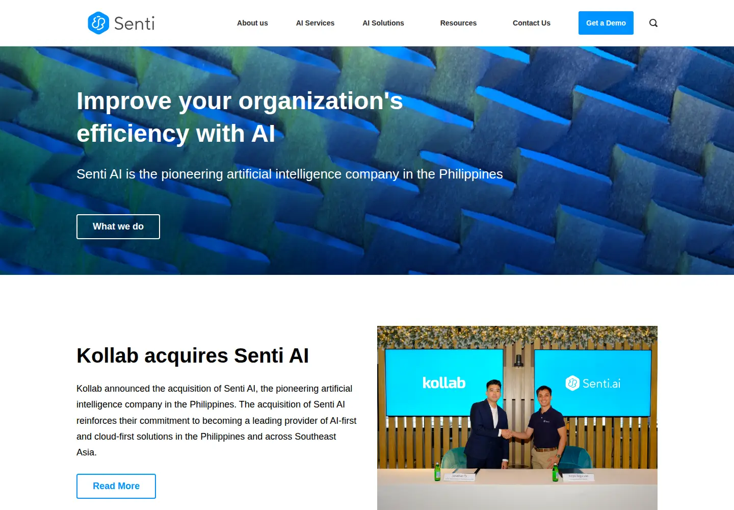 Captured homepage of senti.ai in the current scan