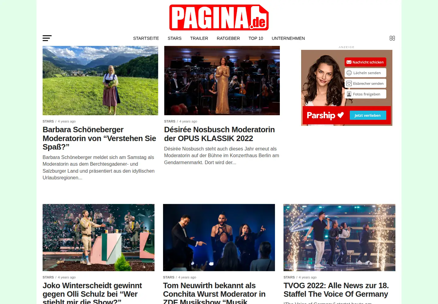 Screenshot of pagina.de