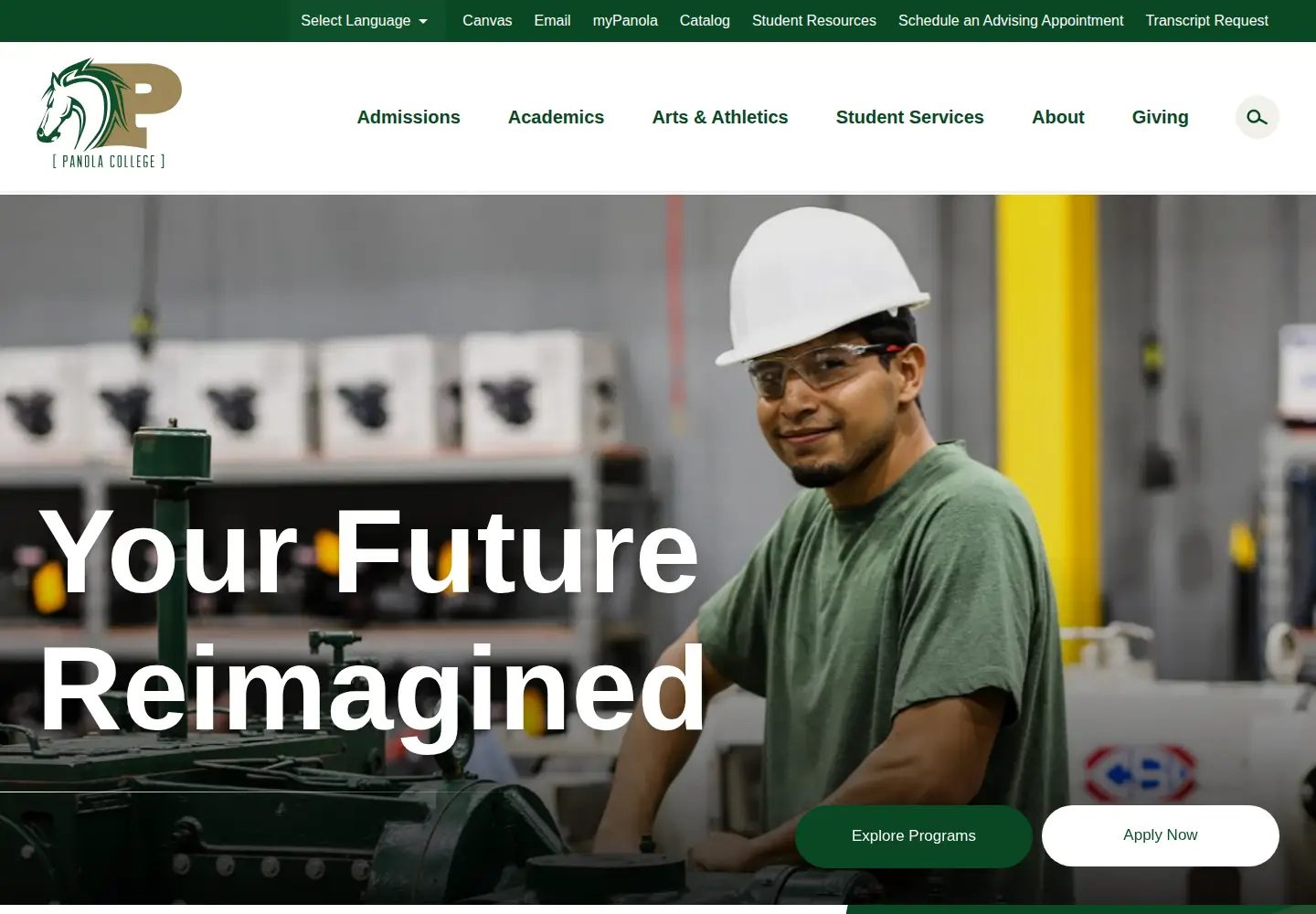 Screenshot of panola.edu