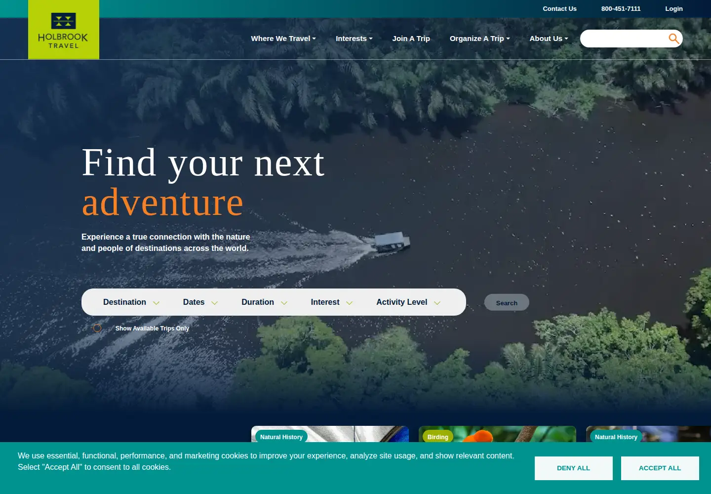 Screenshot of holbrooktravel.com