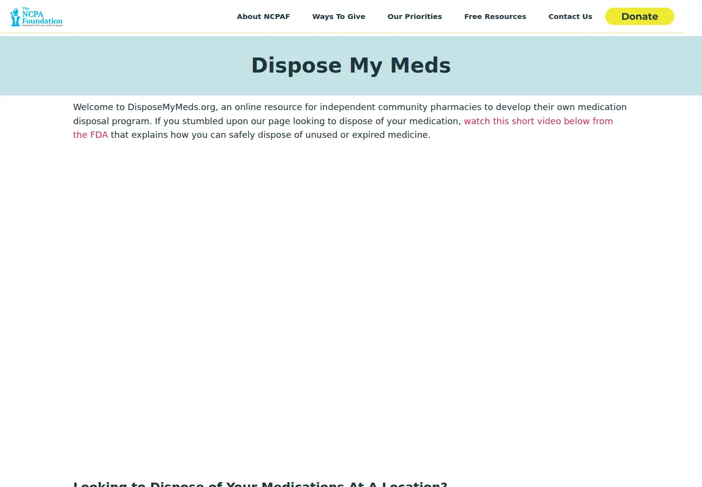 Screenshot of disposemymeds.org