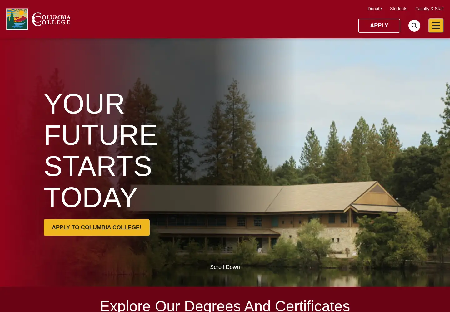 Screenshot of gocolumbia.edu