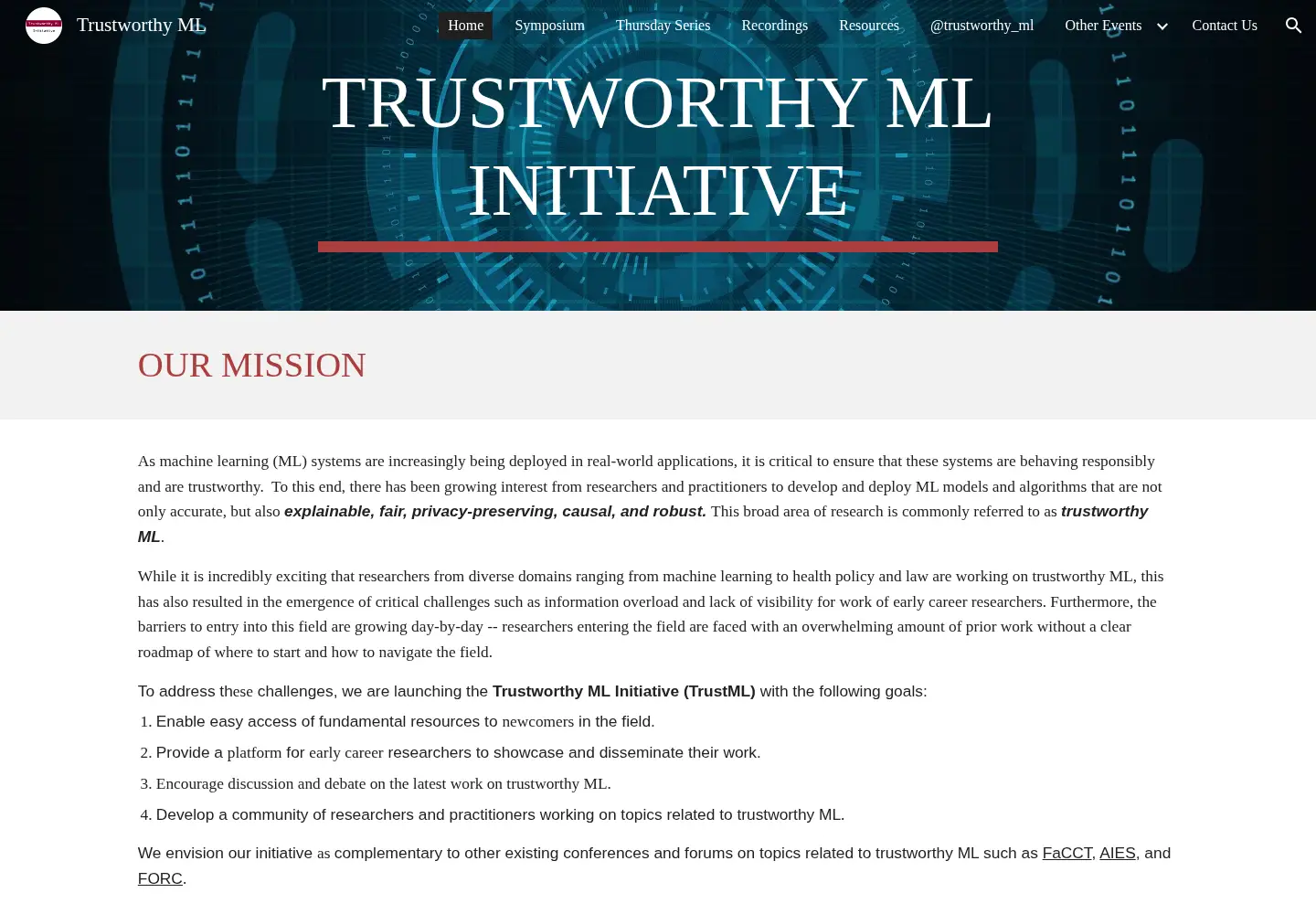 Screenshot of trustworthyml.org