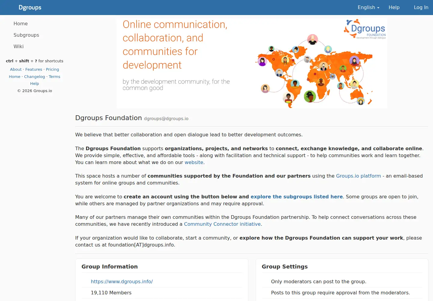 Captured homepage of dgroups.io in the current scan