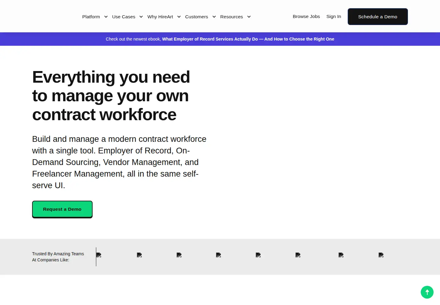 Captured homepage of hireart.com in the current scan