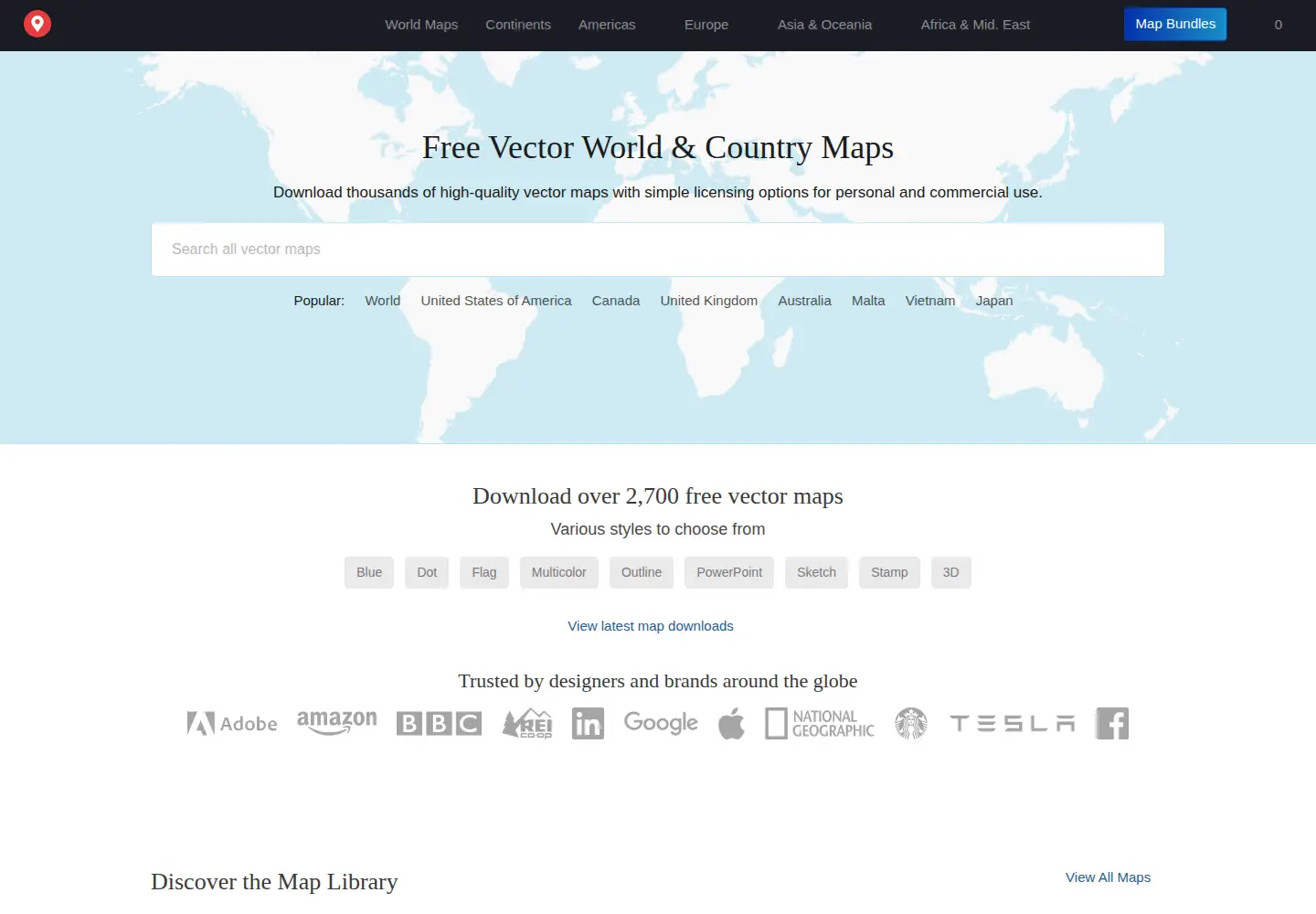 Screenshot of freevectormaps.com