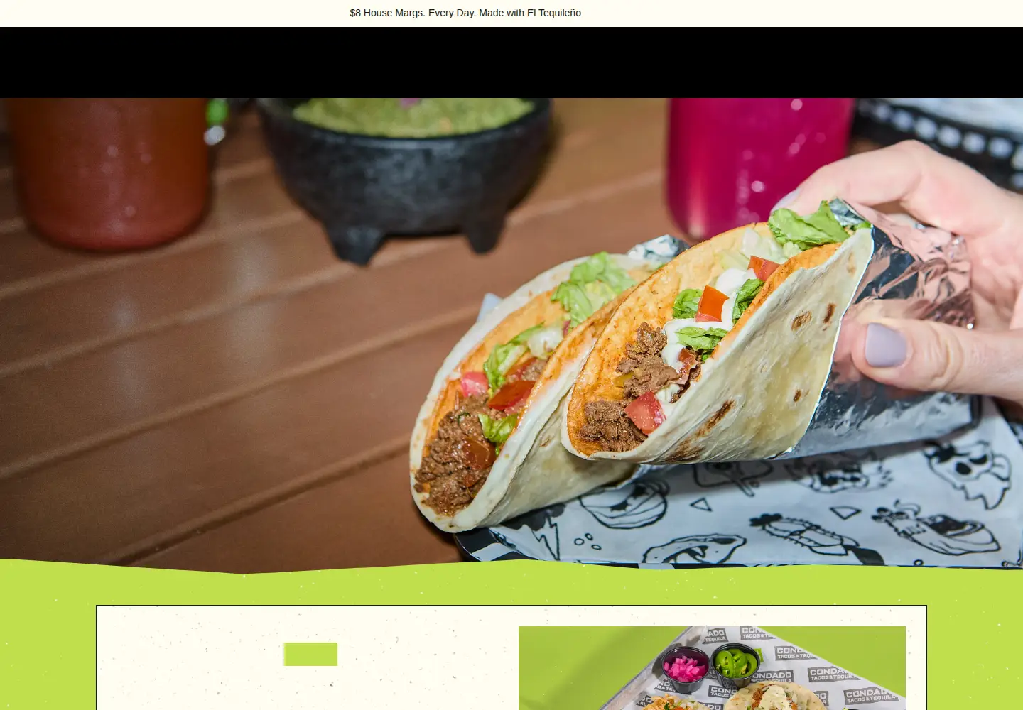 Captured homepage of condadotacos.com in the current scan