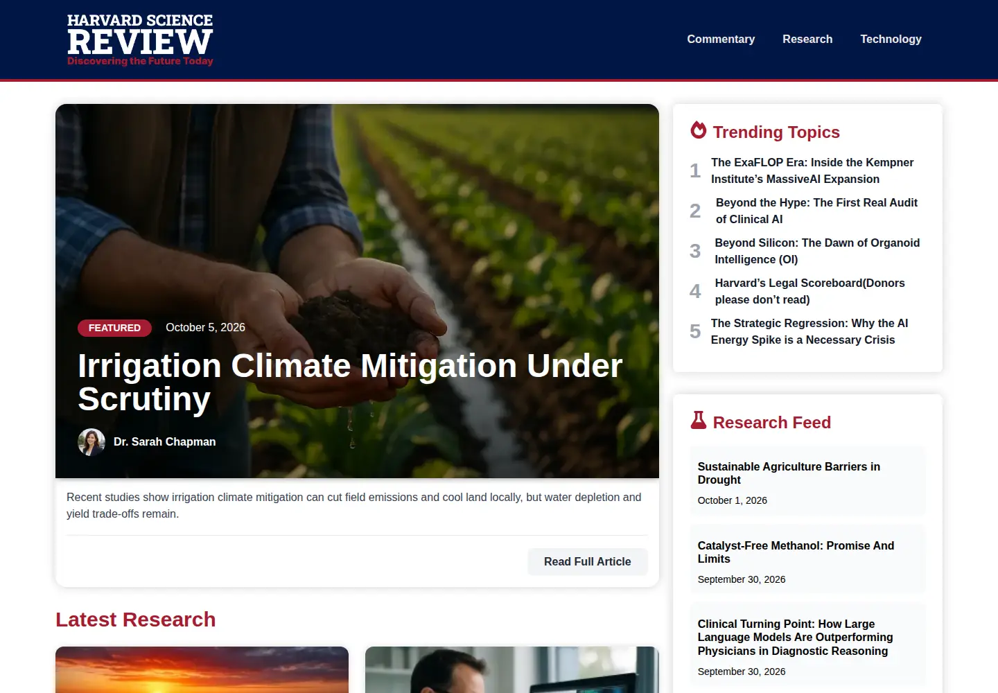 Screenshot of harvardsciencereview.org