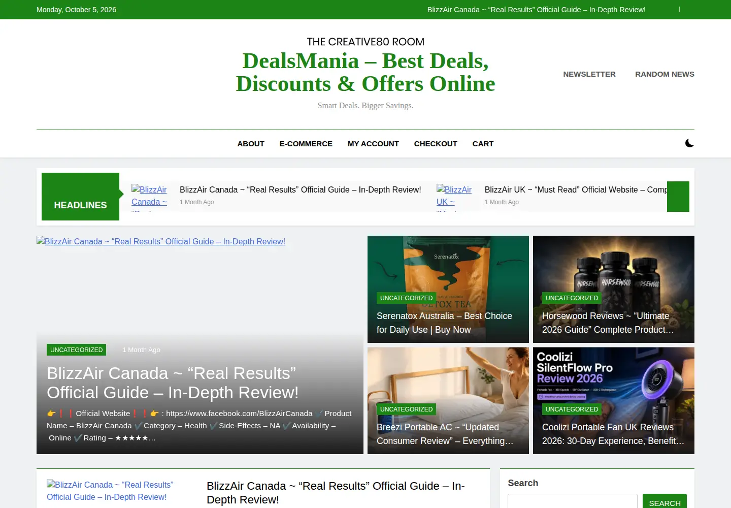 Captured homepage of dealsmania.net in the current scan