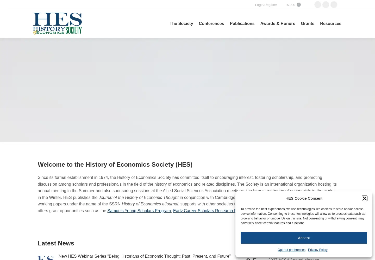 Screenshot of historyofeconomics.org