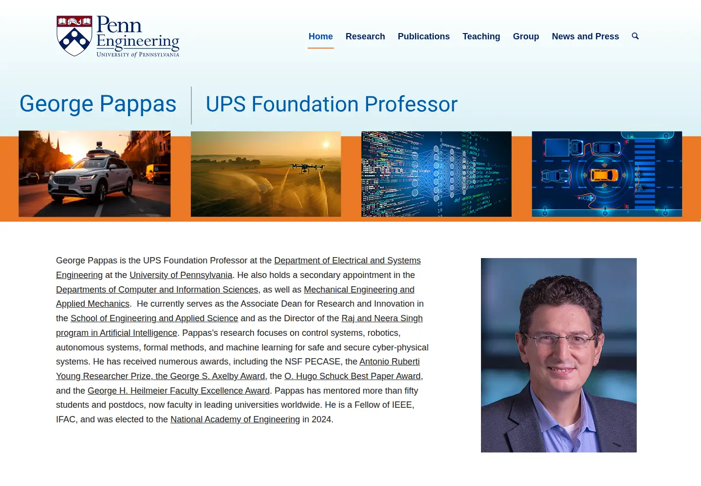 Captured homepage of georgejpappas.org in the current scan
