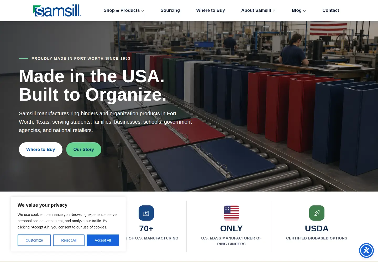Screenshot of samsill.com