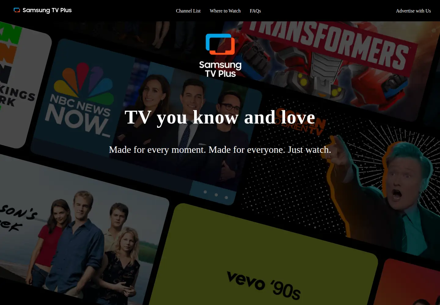 Screenshot of samsungtvplus.com