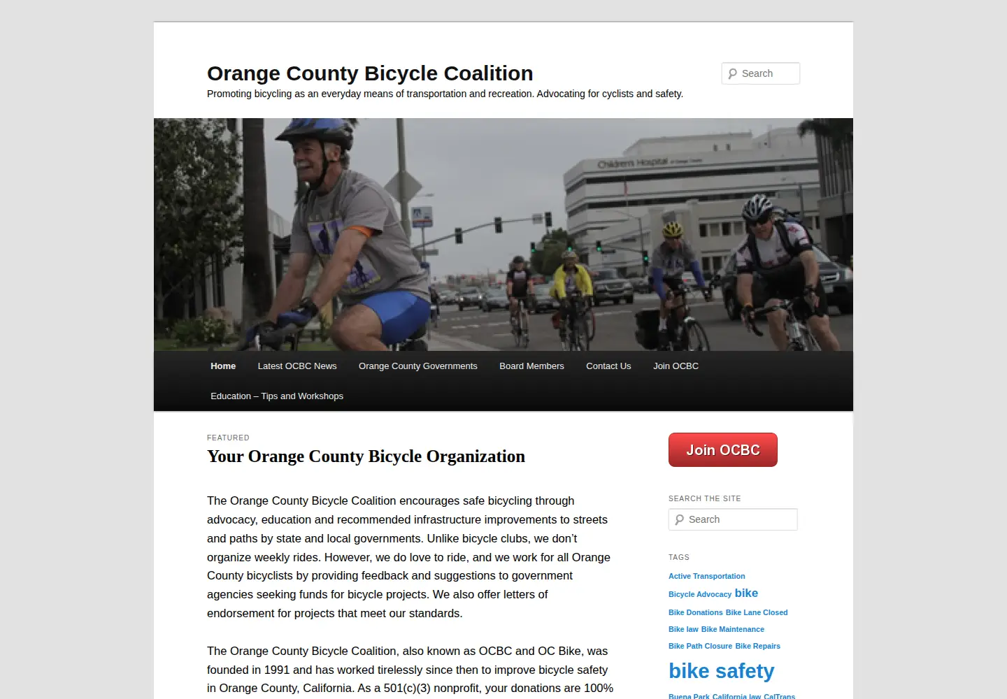 Captured homepage of ocbike.org in the current scan