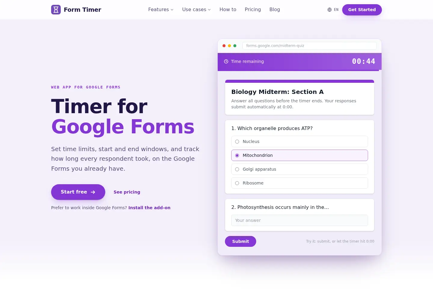 Screenshot of form-timer.com