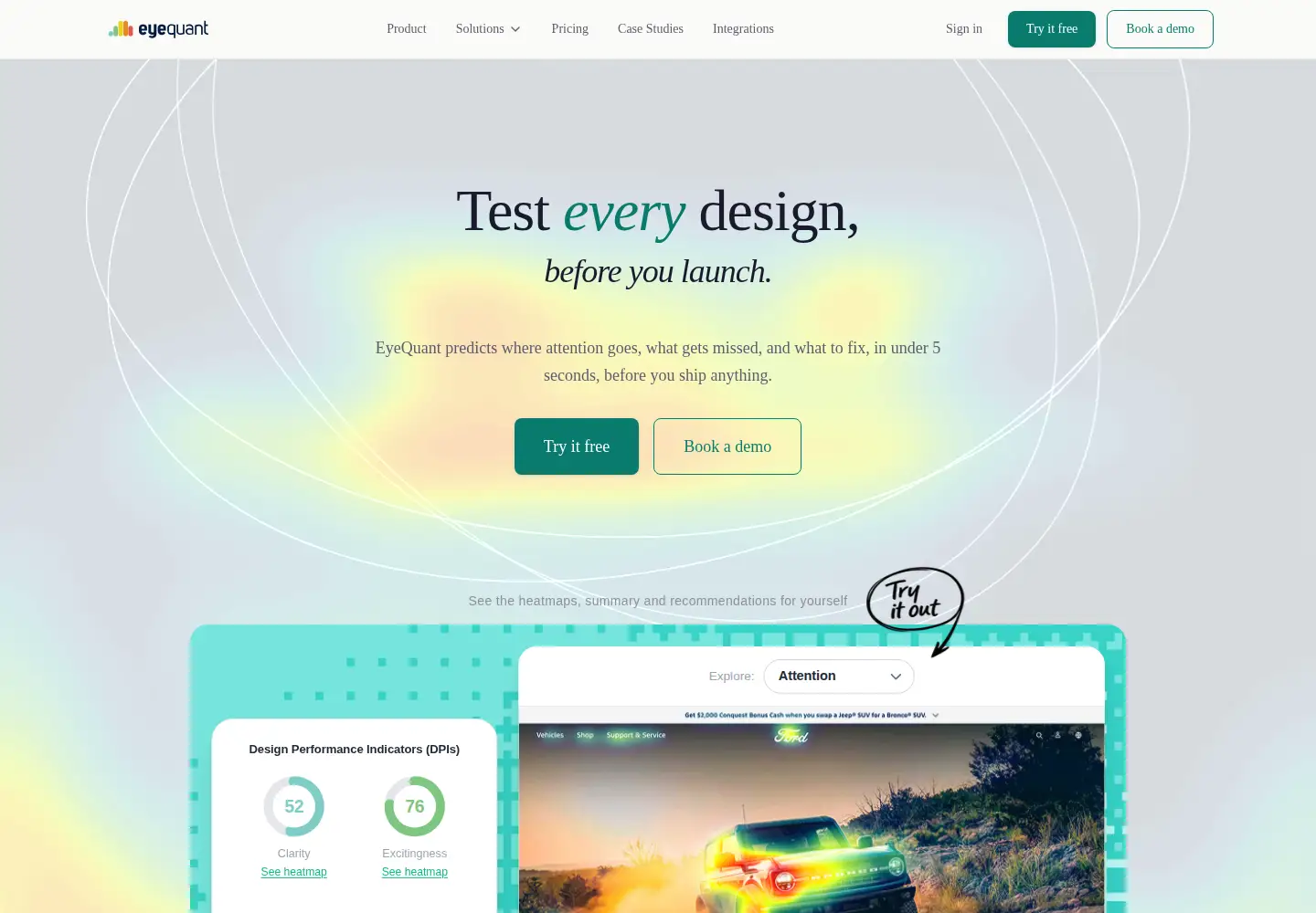 Captured homepage of eyequant.com in the current scan