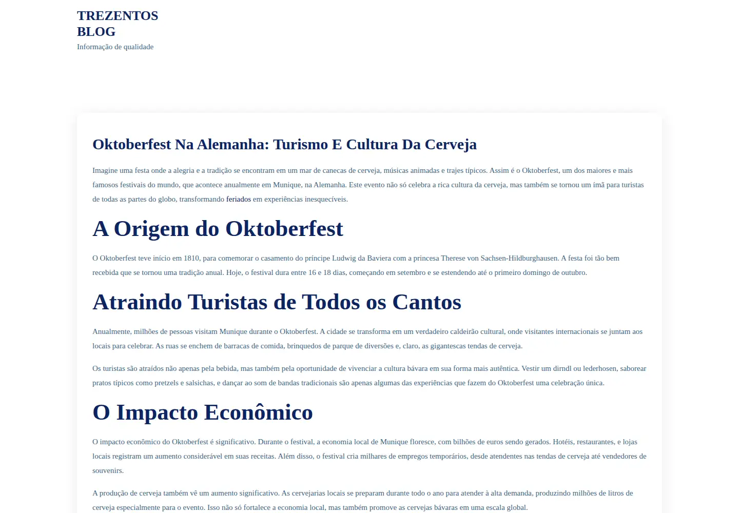 Captured homepage of trezentos.blog.br in the current scan