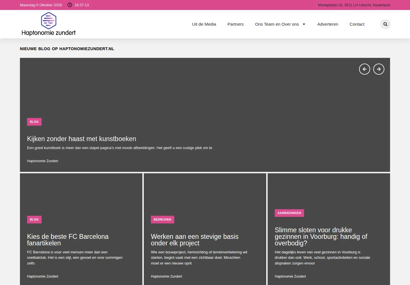 Screenshot of haptonomiezundert.nl