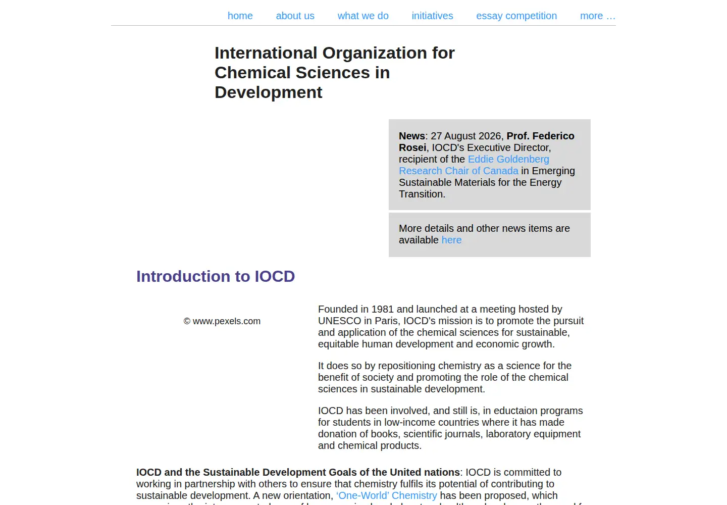 Captured homepage of iocd.org in the current scan