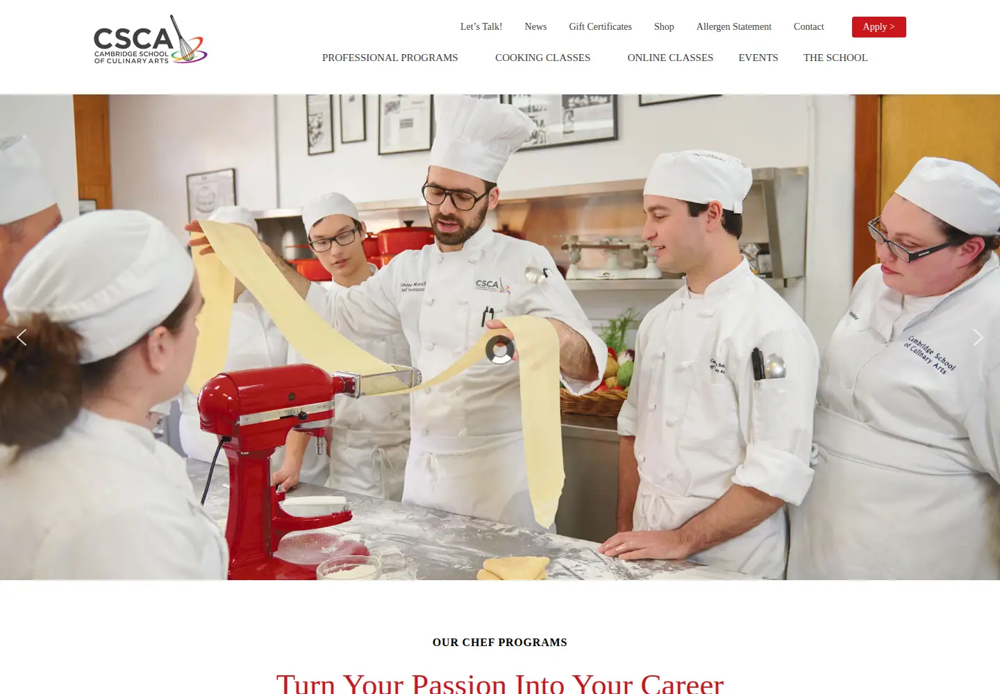 Screenshot of cambridgeculinary.com
