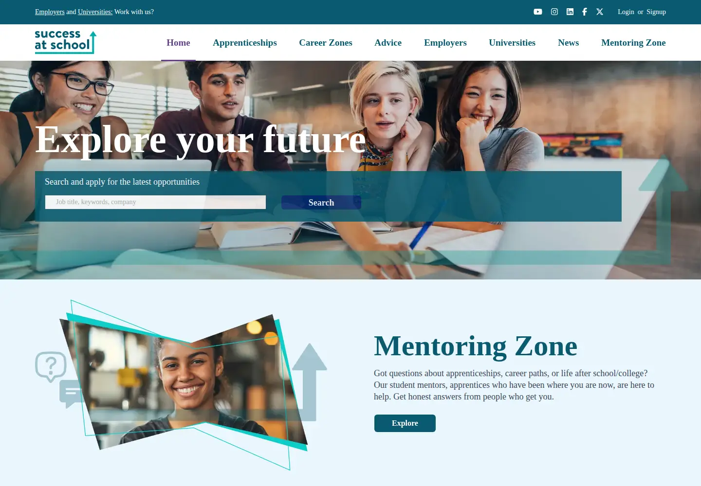 Captured homepage of successatschool.org in the current scan
