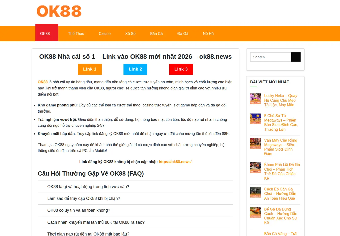 Screenshot of ok88.news