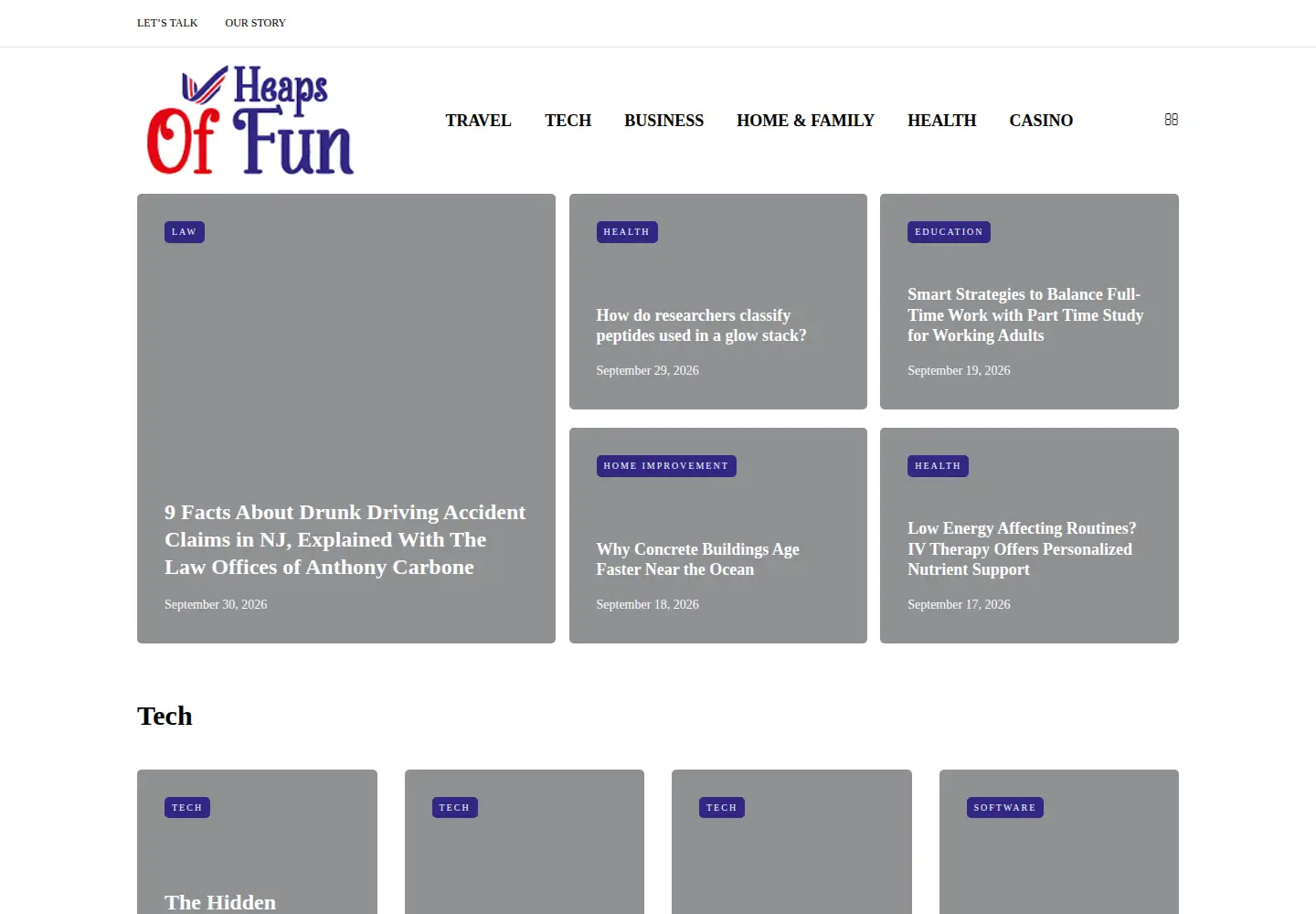 Captured homepage of heapsoffun.com in the current scan
