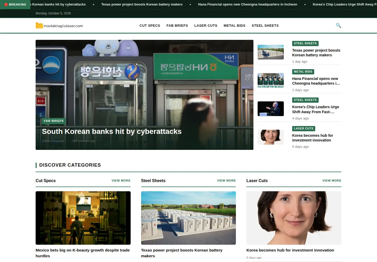 Captured homepage of inoxtektagliolaser.com in the current scan