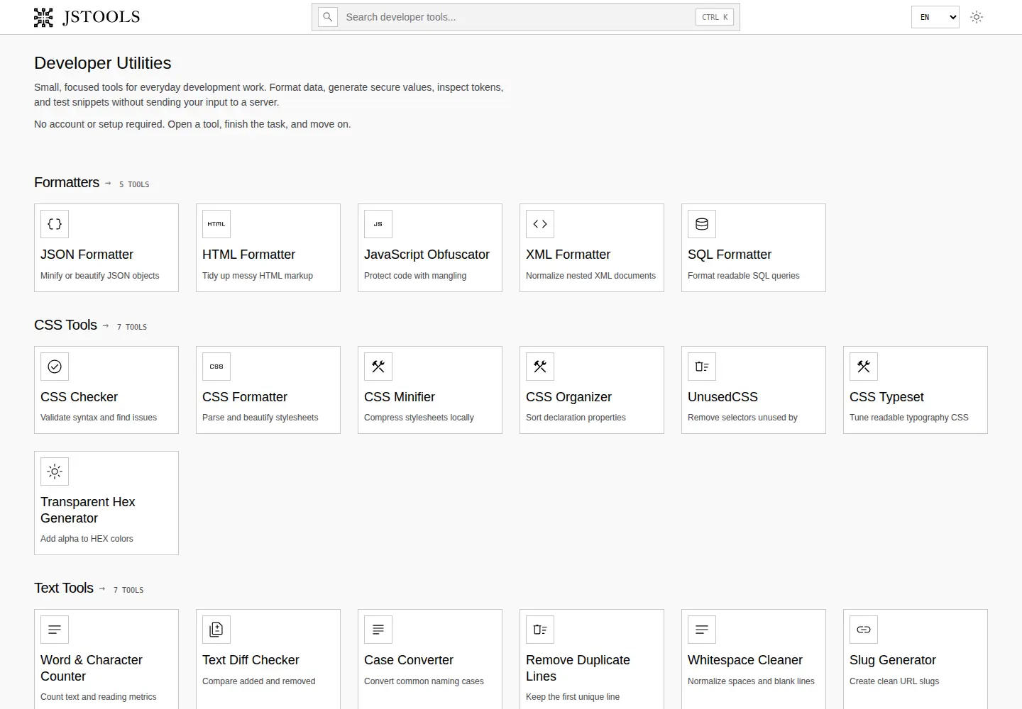 Screenshot of jstools.space