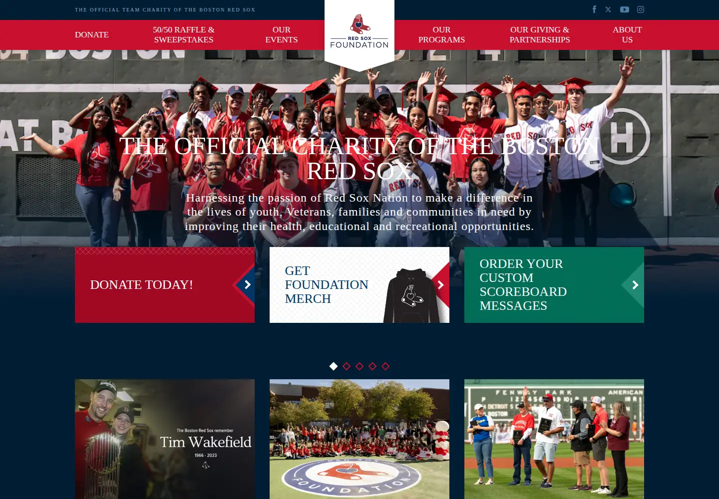 Screenshot of redsoxfoundation.org