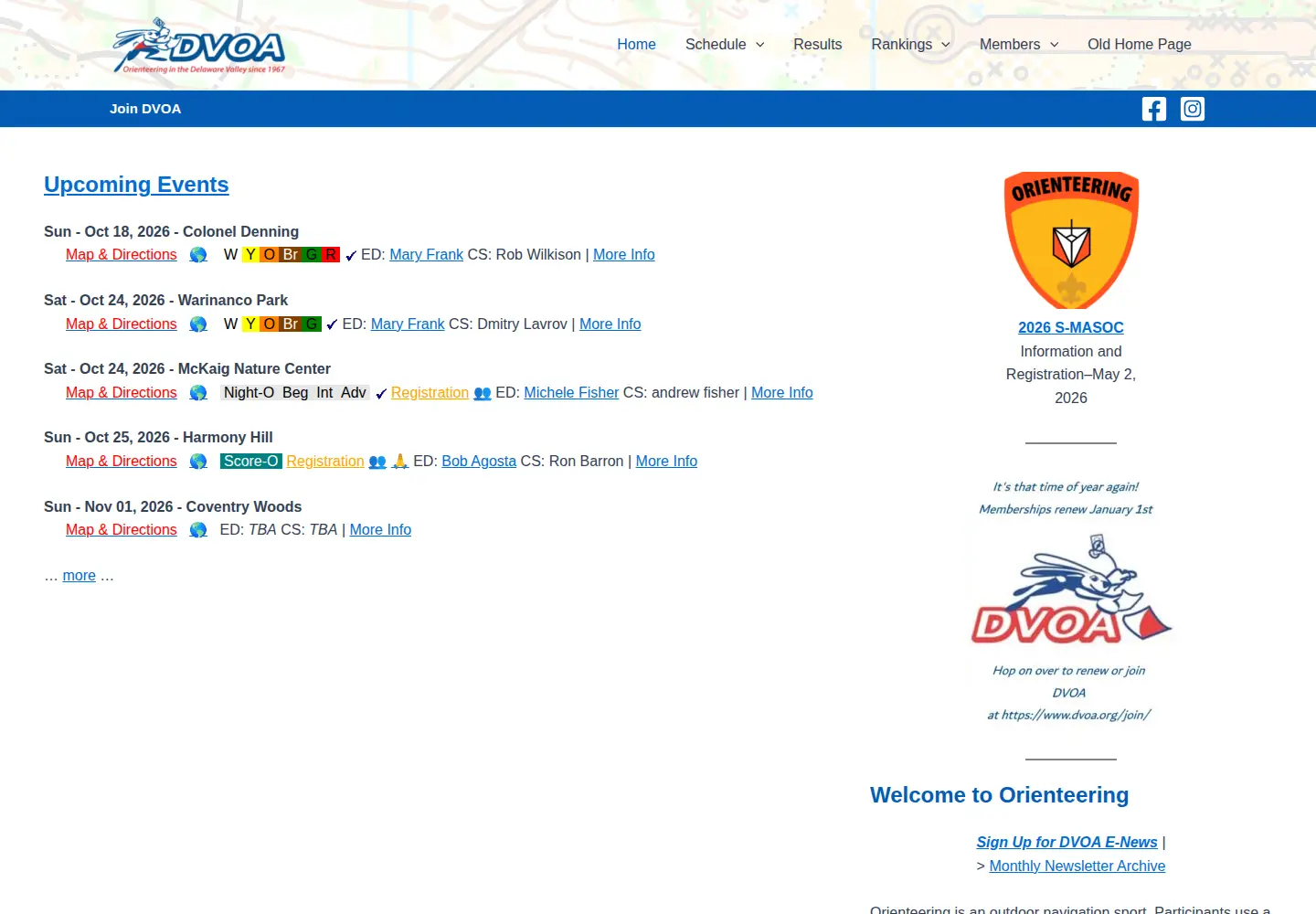 Captured homepage of dvoa.org in the current scan