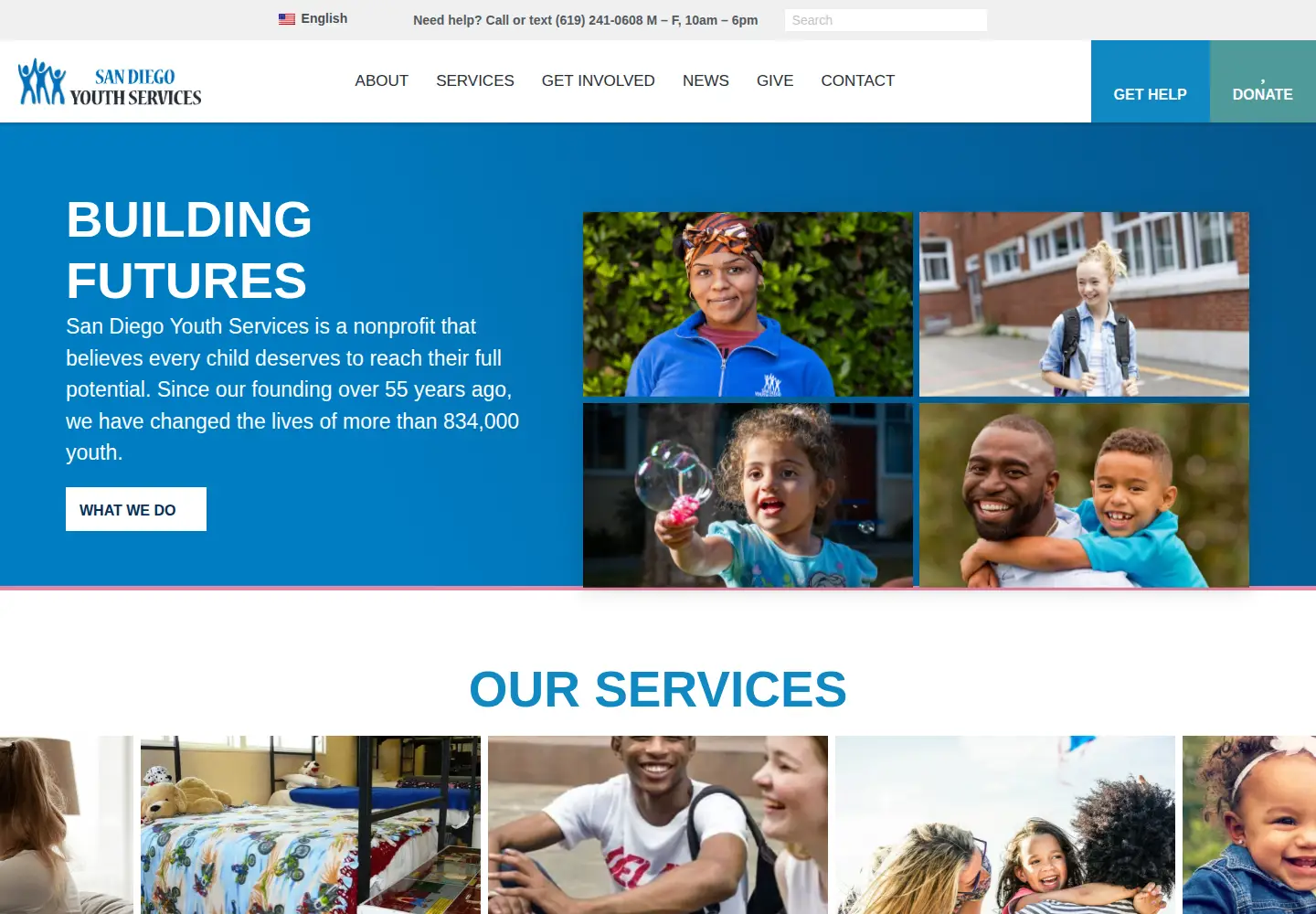 Screenshot of sdyouthservices.org
