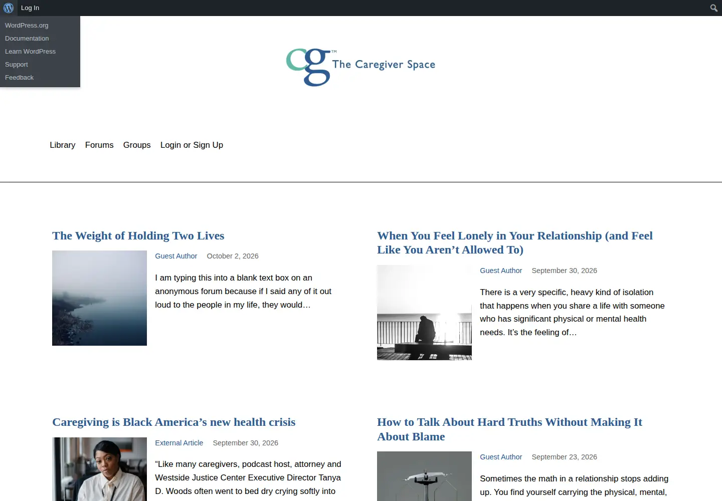 Screenshot of thecaregiverspace.org